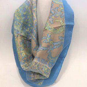Liberty of London Blue, Beige & Yellow Floral Silk Scarf